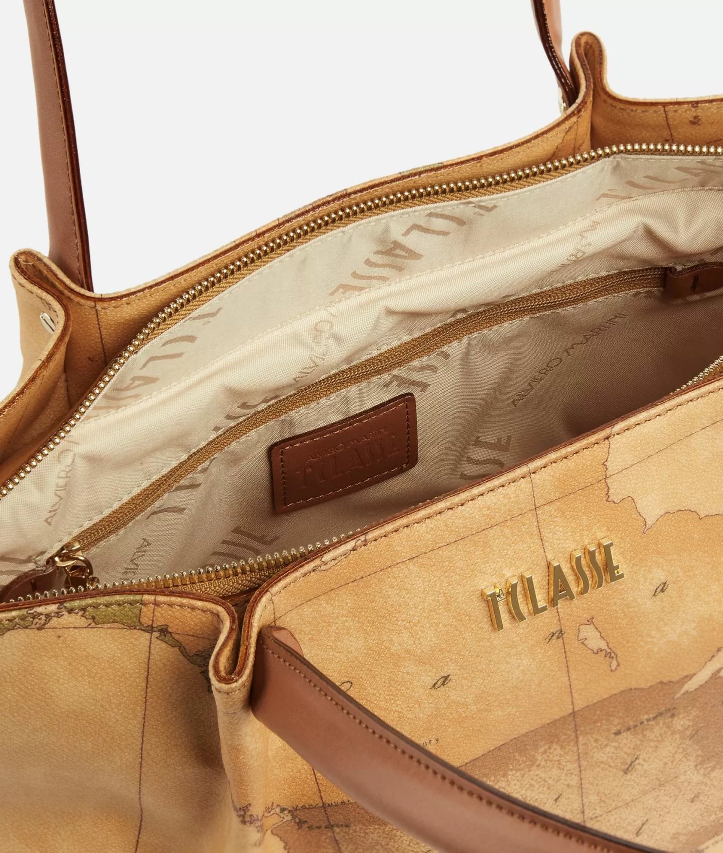 Borsa shopping in tessuto stampa Geo Classic Naturale