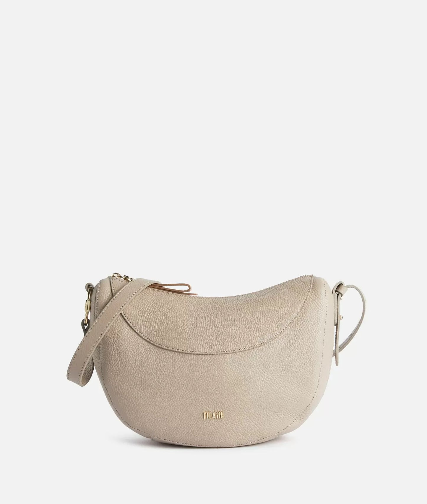 Universe Leather tracolla a mezzaluna piccola Taupe Chiaro