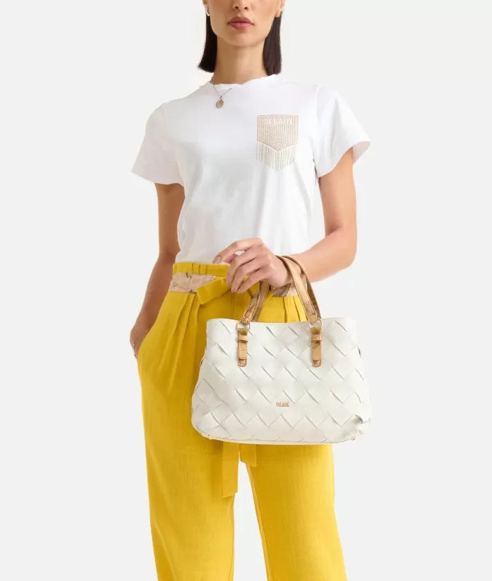 Pura Leather borsa a mano Avorio