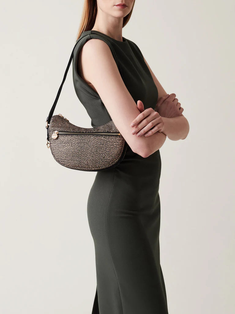 HOBO LUNA MINI OP NATURALE / NERO