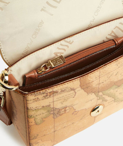 Borsa a tracolla in tessuto stampa Geo Classic Naturale