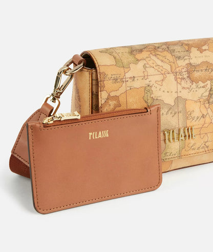 Borsa a tracolla in tessuto stampa Geo Classic Naturale