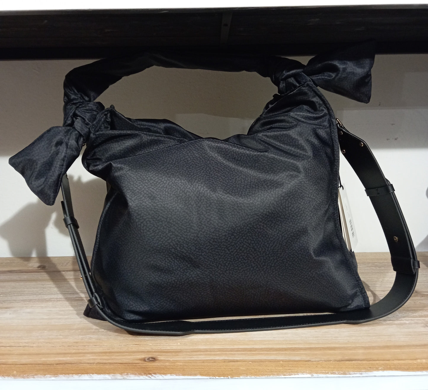 SHOPPER NODO IN TESSUTO RICICLATO STAMPA OP NERO