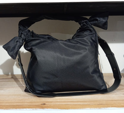 SHOPPER NODO IN TESSUTO RICICLATO STAMPA OP NERO