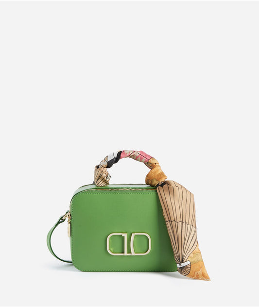 Foulard Vibe tracollina doppia zip in pelle liscia Verde Bali