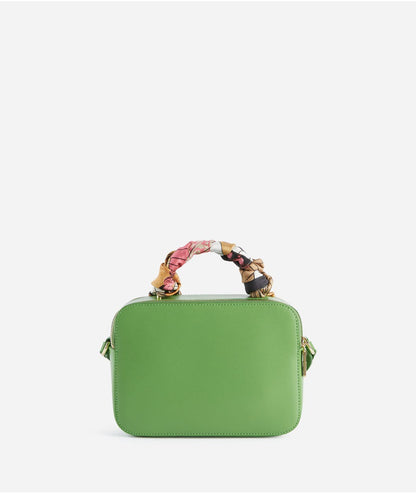 Foulard Vibe tracollina doppia zip in pelle liscia Verde Bali