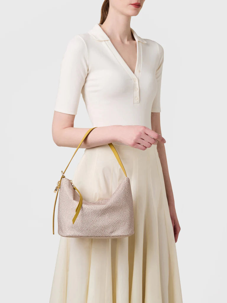 PRIVE SECCHIELLO SMALL Borsa a spalla in Tessuto riciclato Op e Pelle
