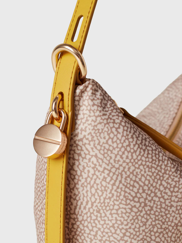 PRIVE SECCHIELLO SMALL Borsa a spalla in Tessuto riciclato Op e Pelle