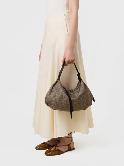 PRIVE BORSA HOBO SMALL Borsa a mano in Tessuto riciclato Op e Pelle