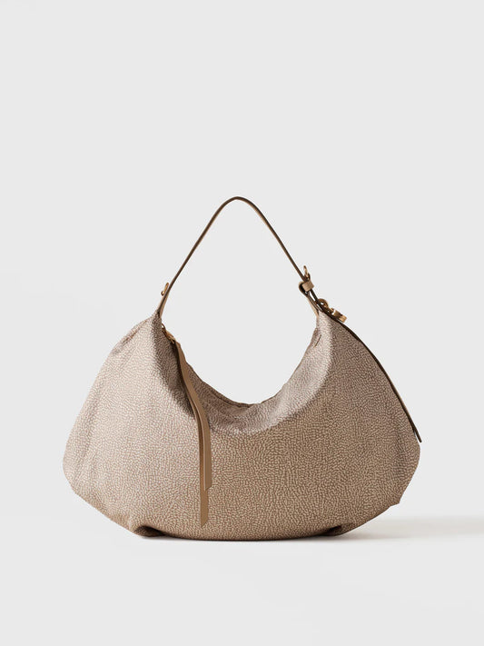 PRIVE BORSA HOBO MEDIUM Borsa a spalla in Tessuto riciclato Op e Pelle