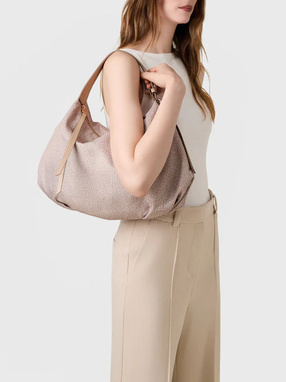 PRIVE BORSA HOBO MEDIUM Borsa a spalla in Tessuto riciclato Op e Pelle