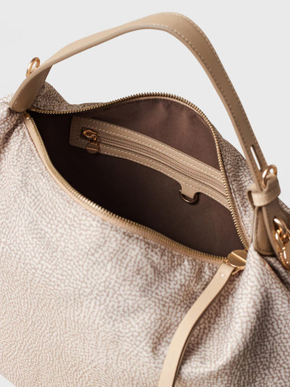 PRIVE BORSA HOBO MEDIUM Borsa a spalla in Tessuto riciclato Op e Pelle