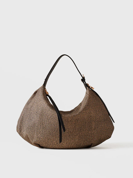 PRIVE BORSA HOBO MEDIUM Borsa a spalla in Tessuto riciclato Op e Pelle