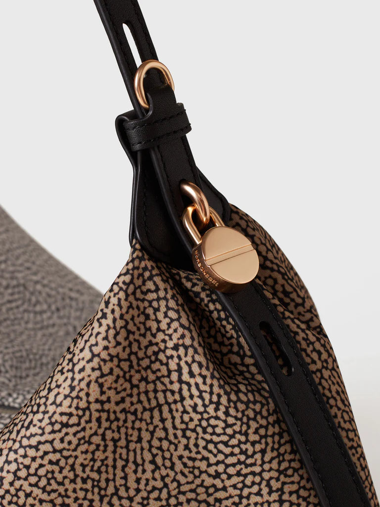 PRIVE BORSA HOBO MEDIUM Borsa a spalla in Tessuto riciclato Op e Pelle