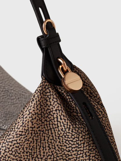 PRIVE BORSA HOBO MEDIUM Borsa a spalla in Tessuto riciclato Op e Pelle