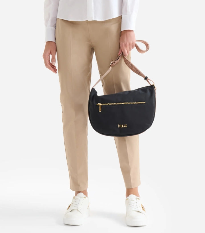 Stormy Nylon tracolla a mezzaluna grande Nera